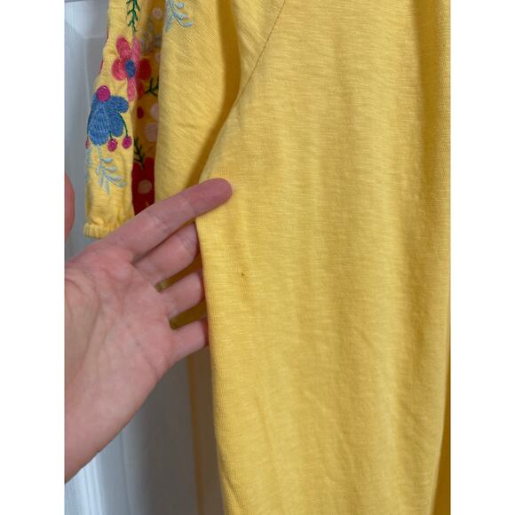 Talbots Butter Yellow Floral Embroidered Cotton Modal Top Size Small - Picture 6 of 8